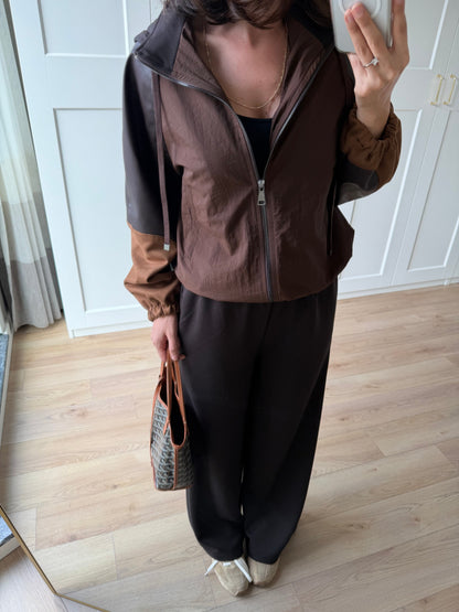 Premium oysho fabric Suit with Leather and suede Details