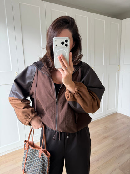 Premium oysho fabric Suit with Leather and suede Details
