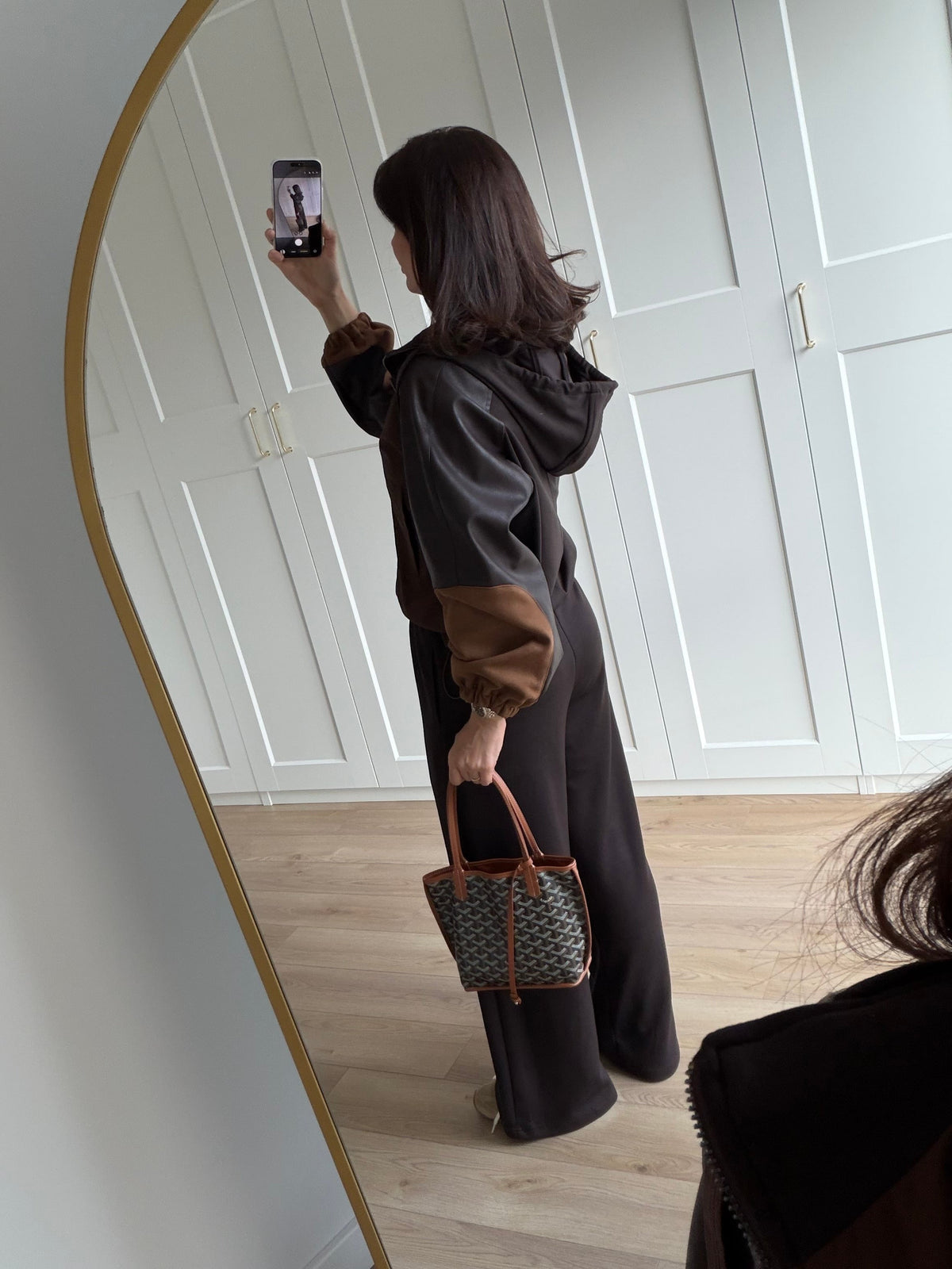 Premium oysho fabric Suit with Leather and suede Details