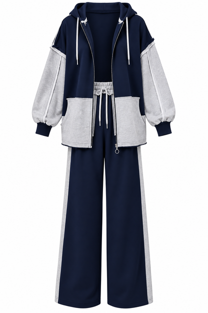 Two-Piece French cotton contrast tracksuit