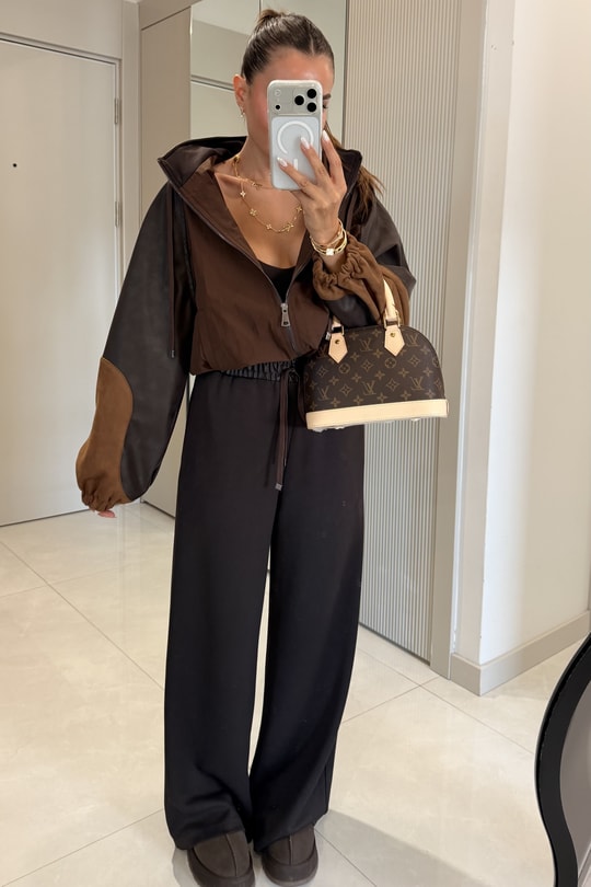 Premium oysho fabric Suit with Leather and suede Details