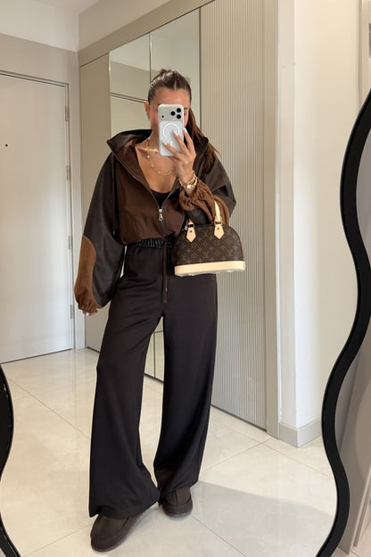 Premium oysho fabric Suit with Leather and suede Details
