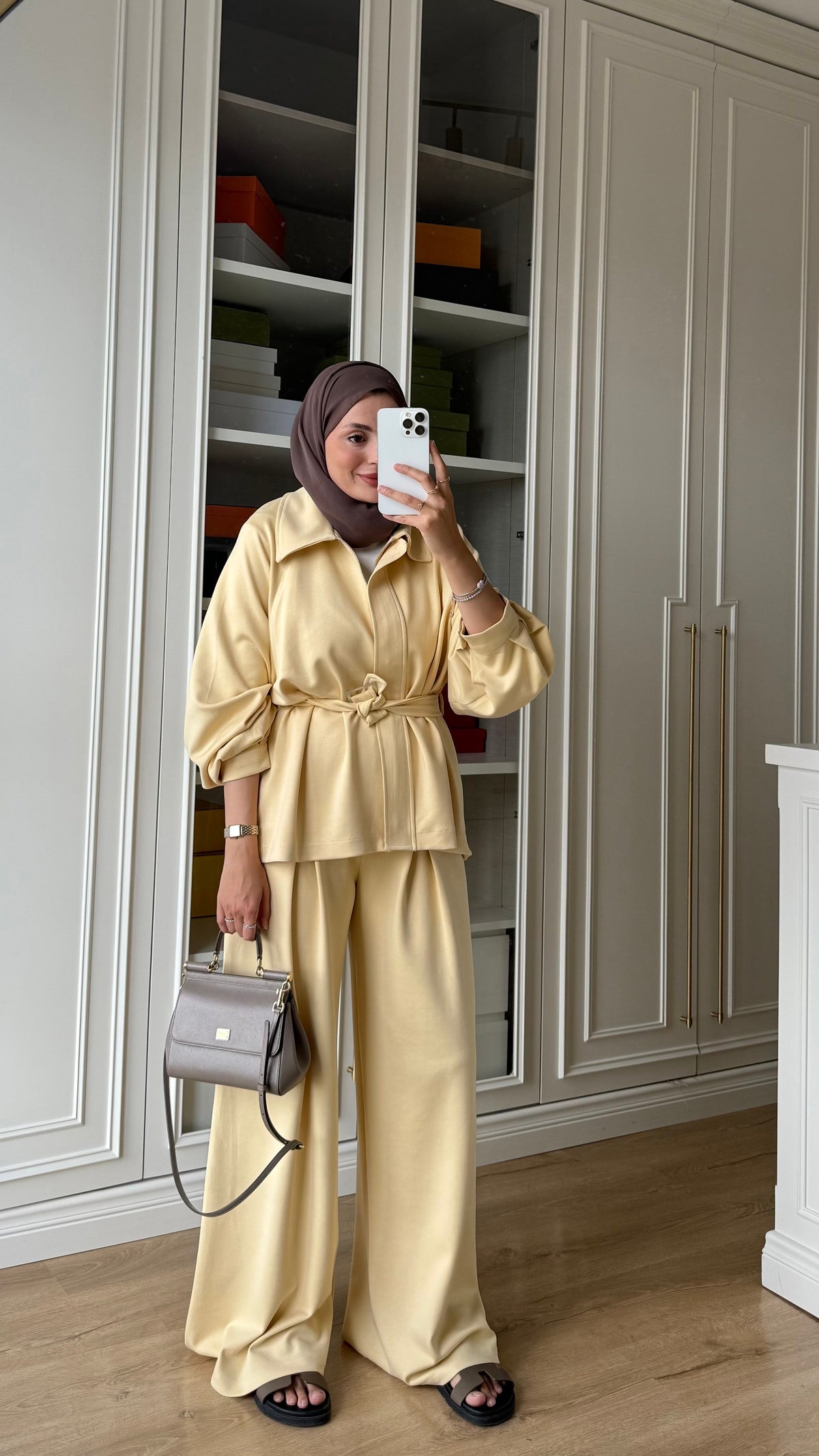 Oversized belted jacket with wide leg trouser oysho fabric tracksuit - butter yellow