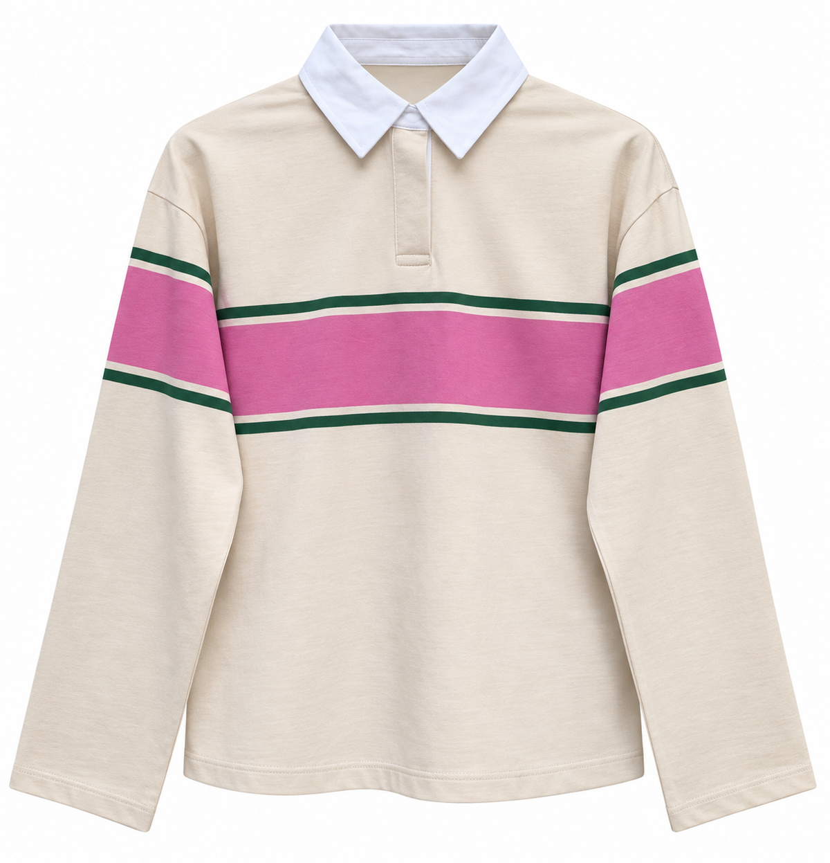 Zra model beige and pink Striped Polo Shirt