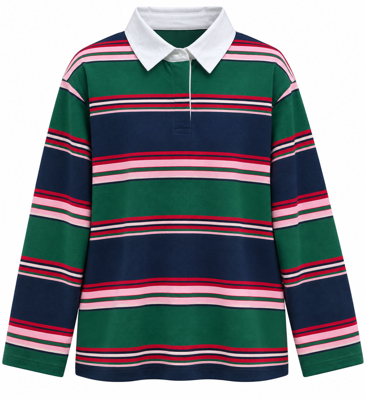 Zra model Green and Navy Striped Polo Shirt