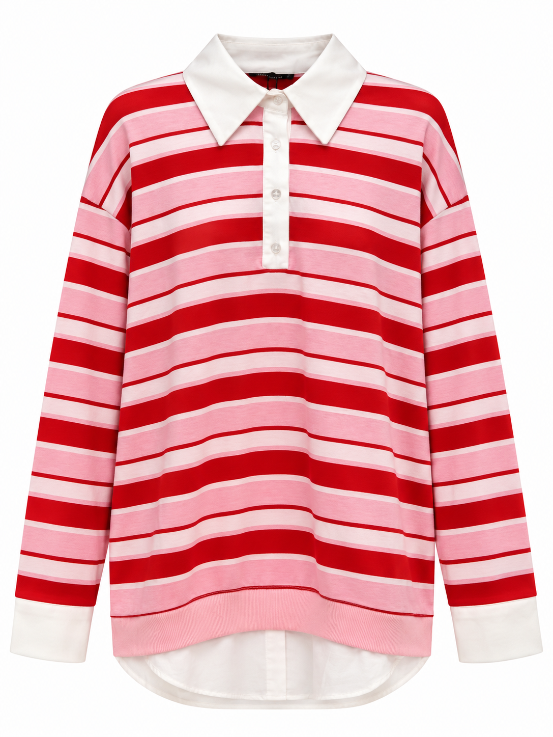 Striped Polo neck cotton blouse