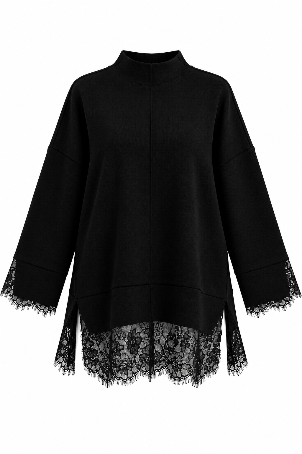 Lace Detail Knitwear - black