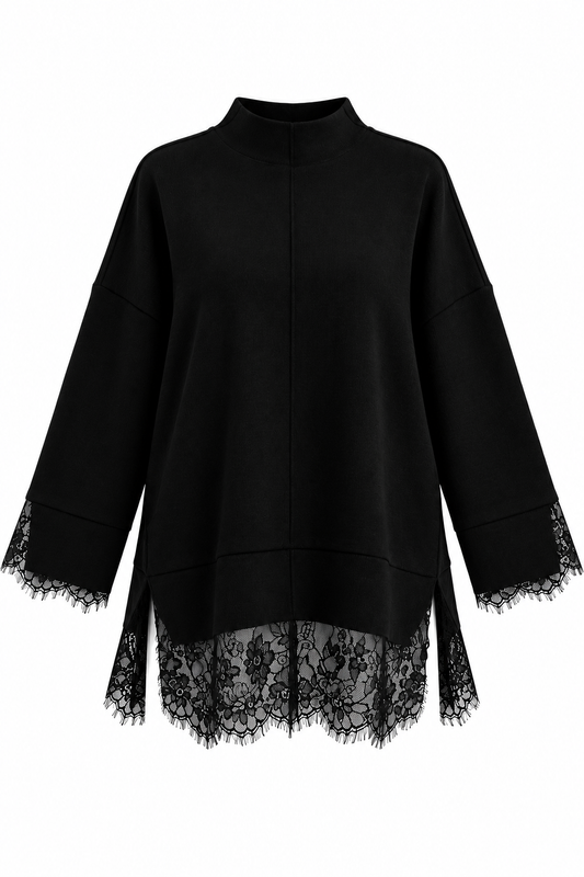 Lace Detail Knitwear - black