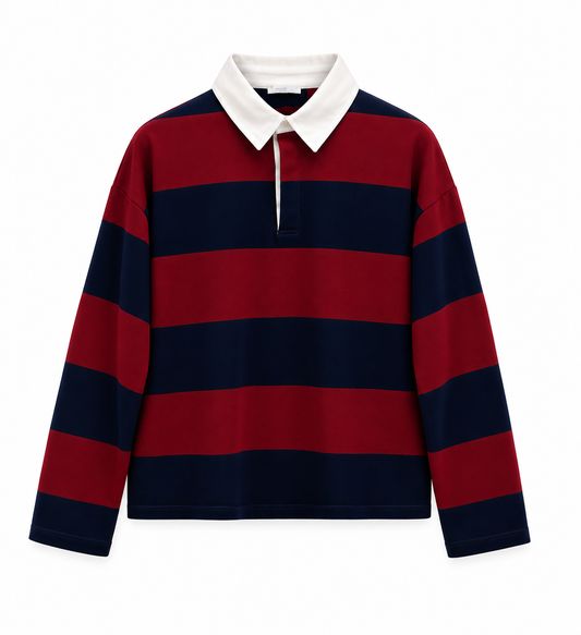 Striped sweatshirt with white collar