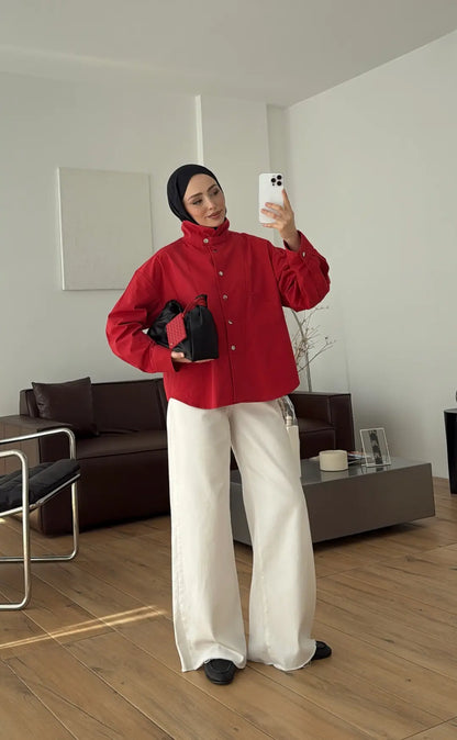 Botwing Snap Button Shirt RED