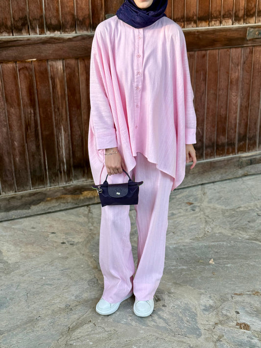 Pink Oversized Co-Ord linen Set