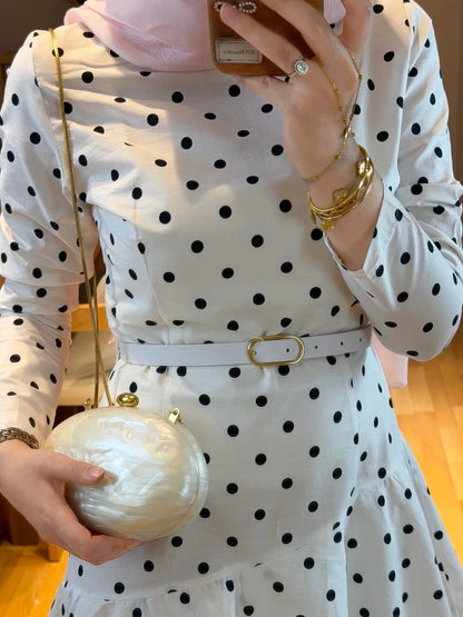 Polka Dot belted layered dress