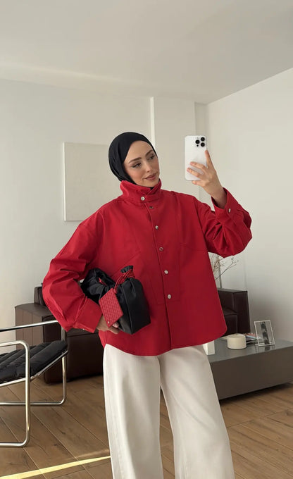 Botwing Snap Button Shirt RED