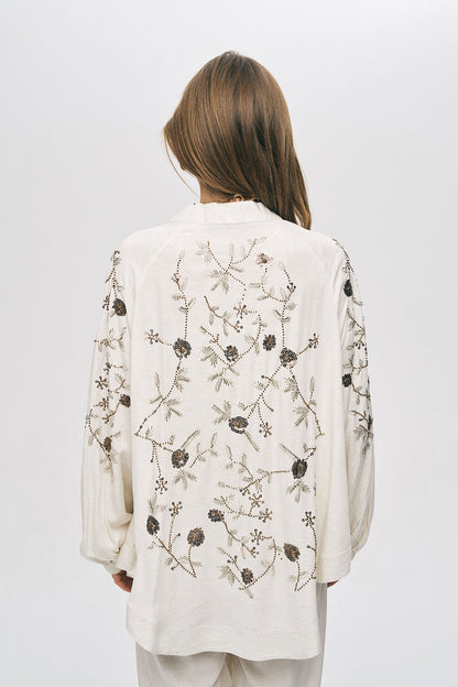 Sequined linen kimono Set