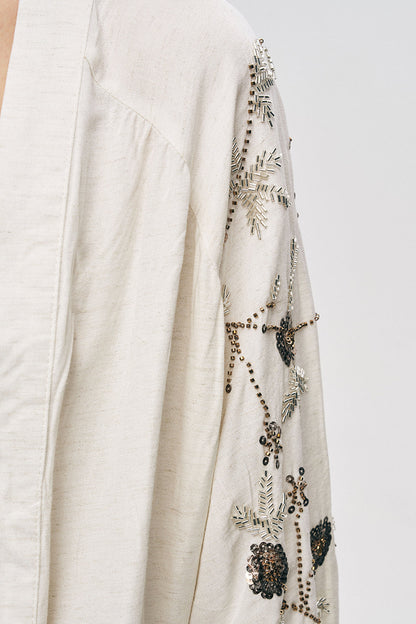 Sequined linen kimono Set