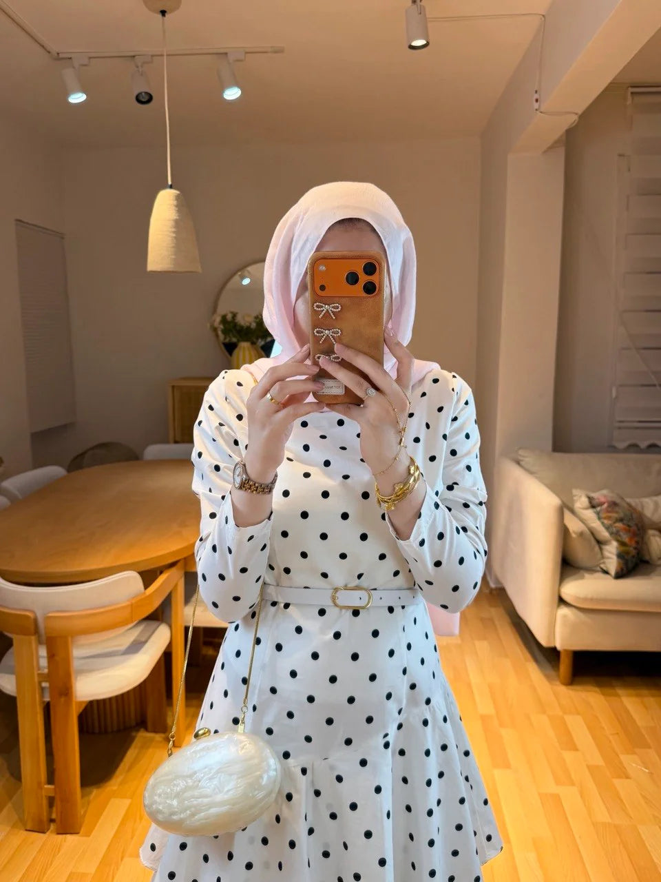 Polka Dot belted layered dress
