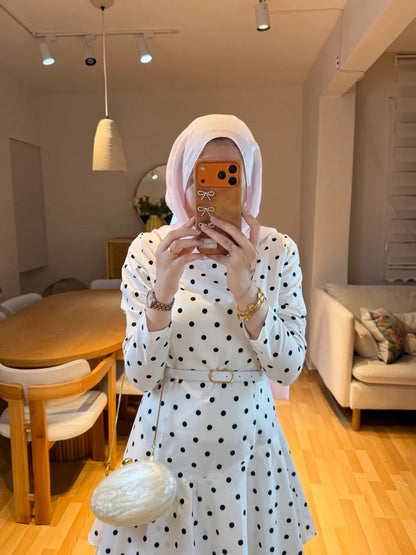 Polka Dot belted layered dress