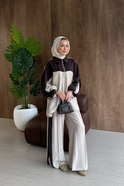 Contrast premium tencel set- brown
