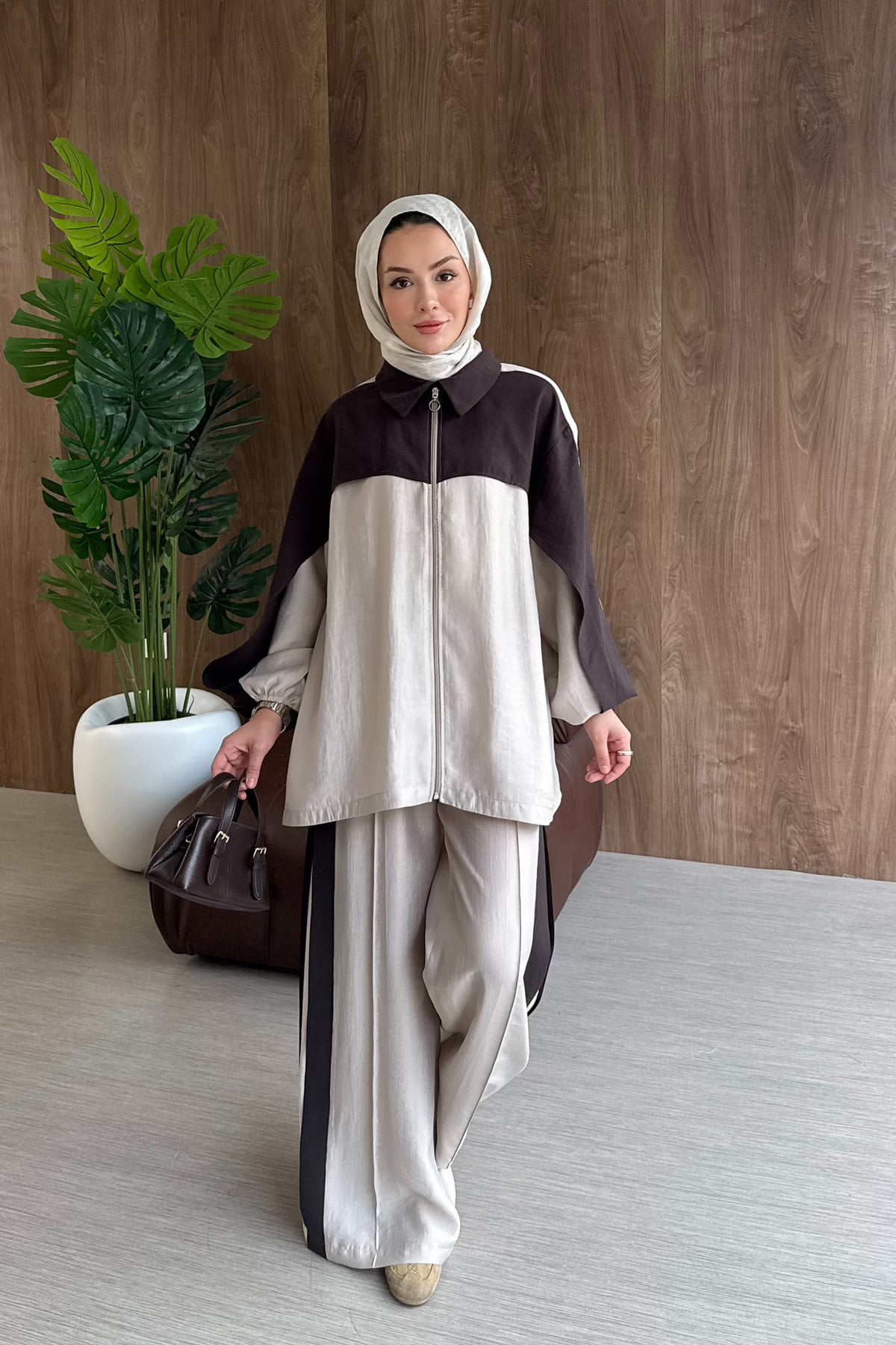 Contrast premium tencel set- brown