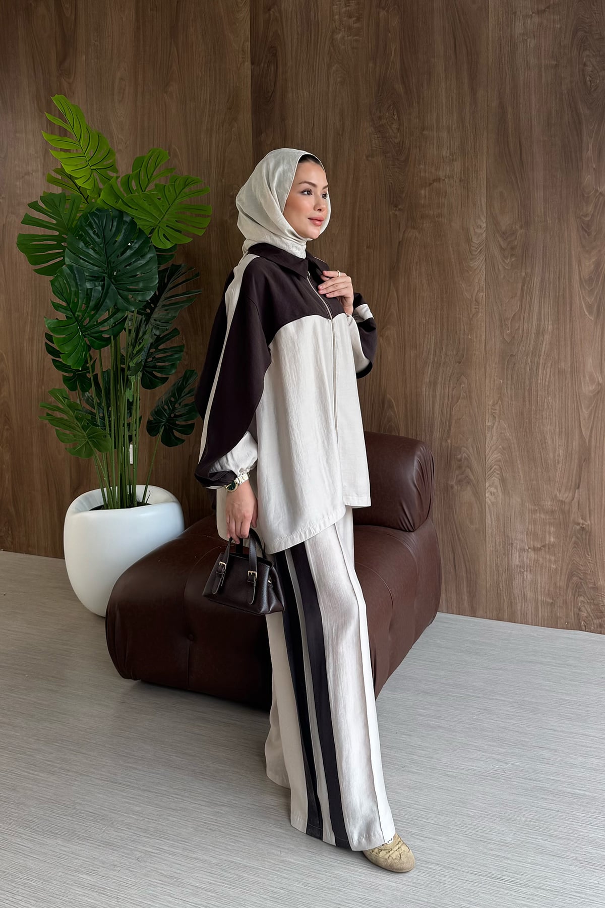 Contrast premium tencel set- brown