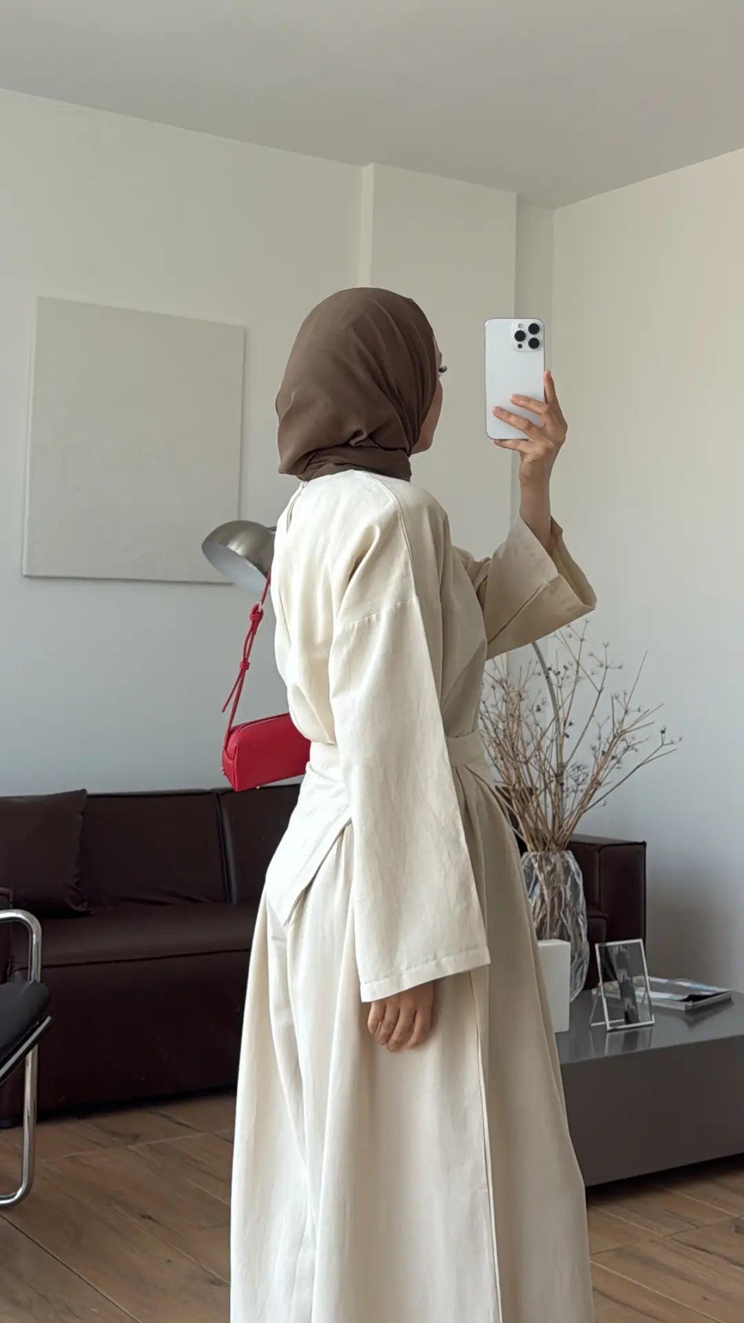 Wide sleeve blouse, Wide-leg trouser with Asymmetric attached Linen Suit