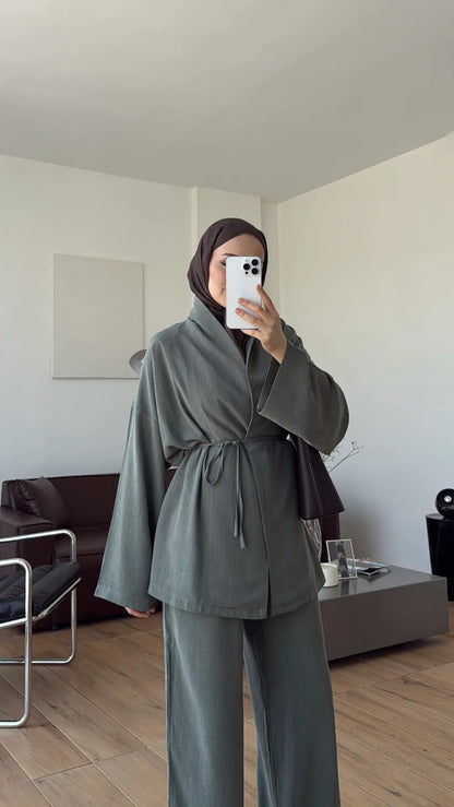 Linen kimono set
