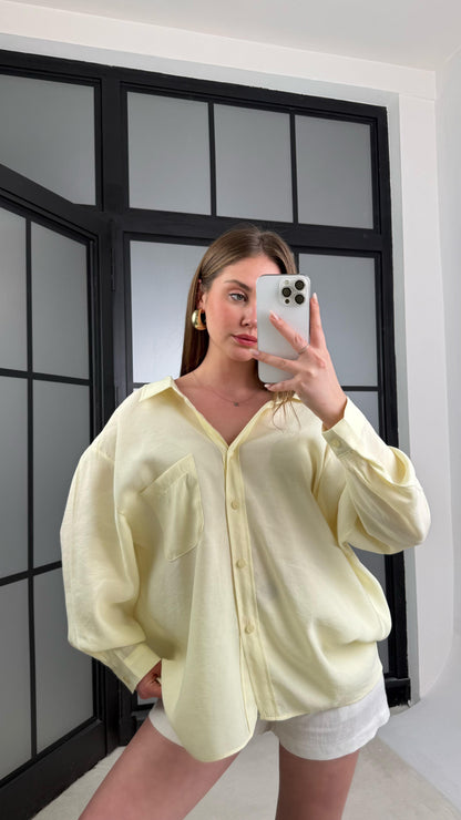 Modal fabric oversized shirt-yellow
