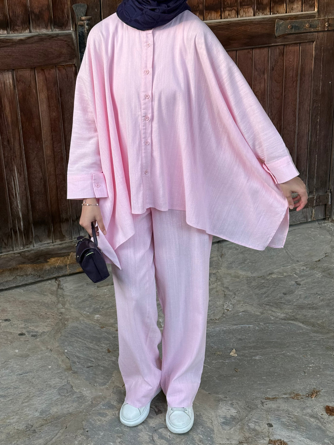 Pink Oversized Co-Ord linen Set