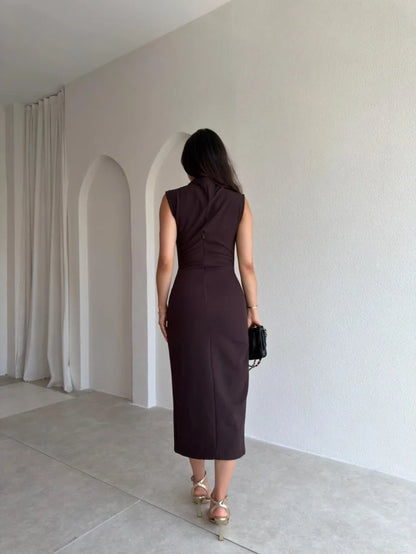 Gold buttons Belted dress