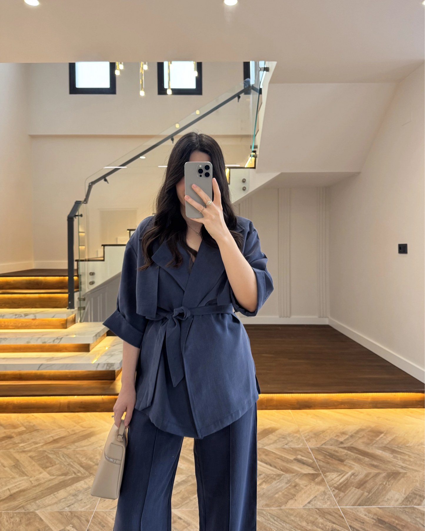 WRAP-NECK TWO-PIECE SET WITH WAIST TIE