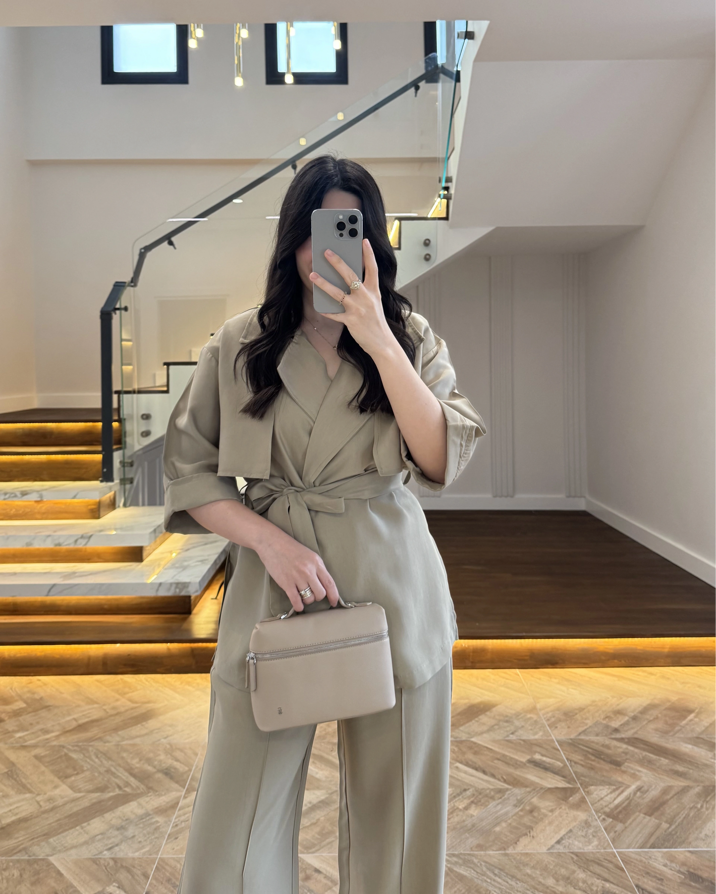 WRAP-NECK TWO-PIECE SET WITH WAIST TIE