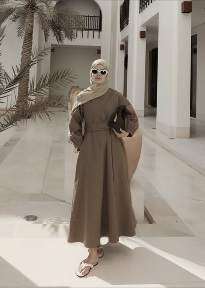 Belted buttoned dress