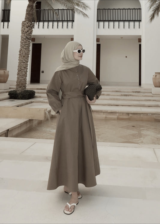 Belted buttoned dress