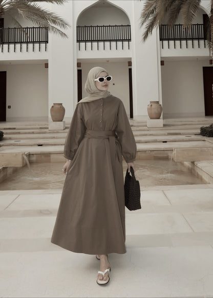 Belted buttoned dress
