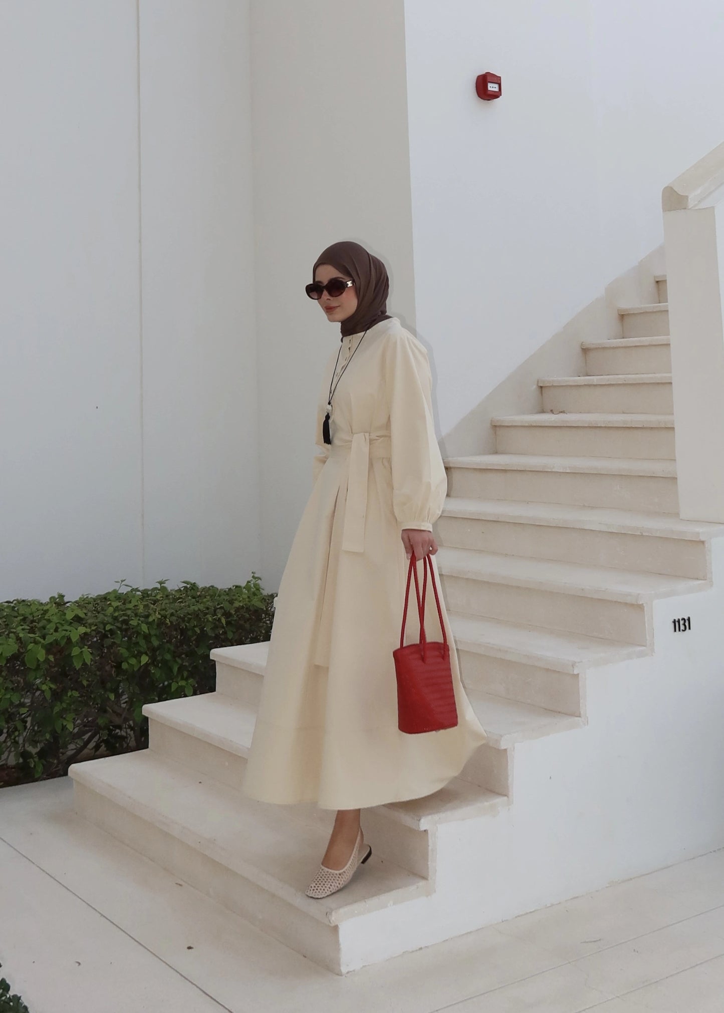 Belted buttoned dress