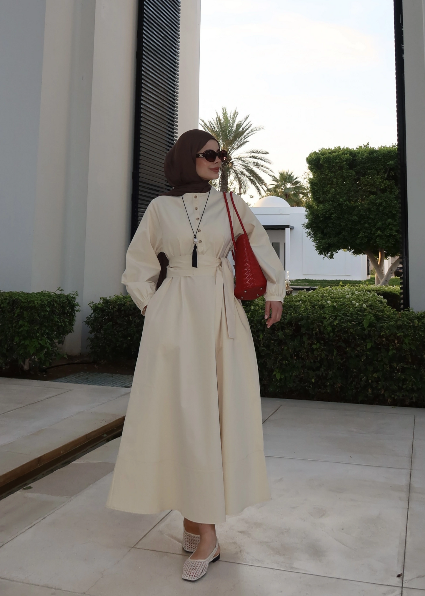 Belted buttoned dress