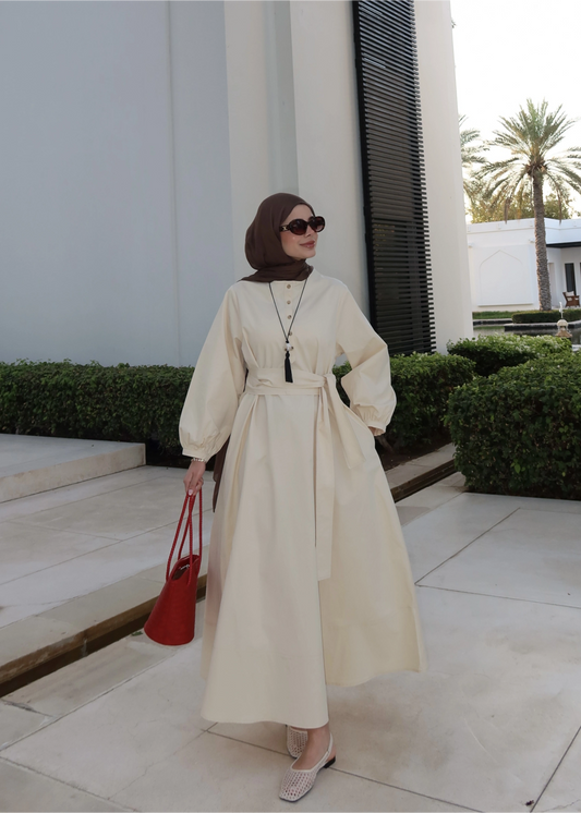 Belted buttoned dress