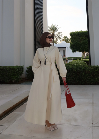 Belted buttoned dress