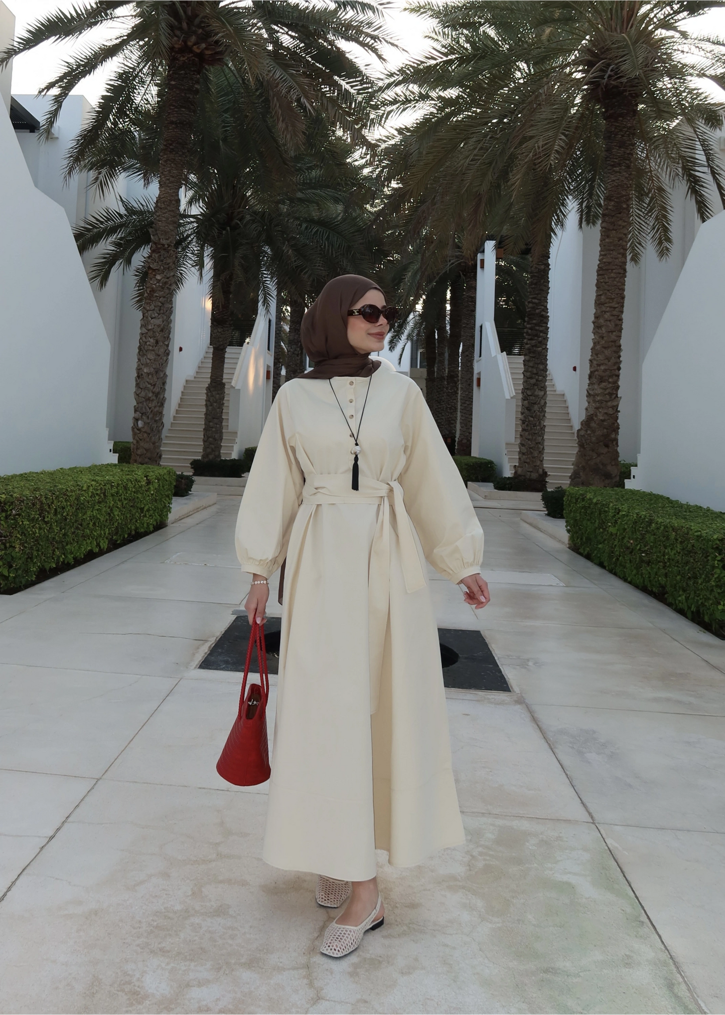 Belted buttoned dress