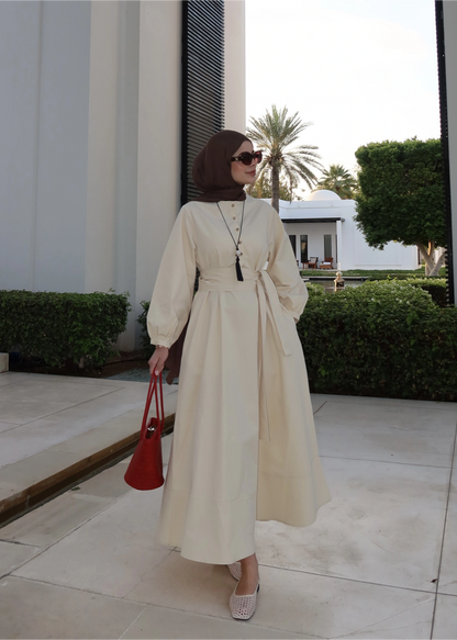 Belted buttoned dress