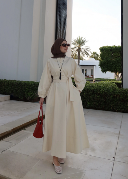 Belted buttoned dress
