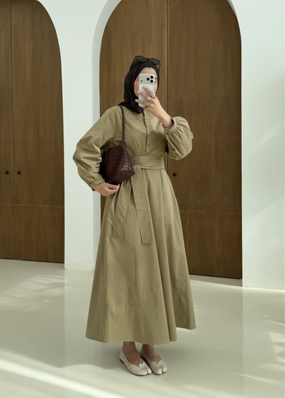 Belted buttoned dress