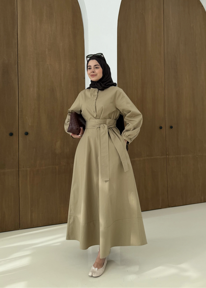 Belted buttoned dress