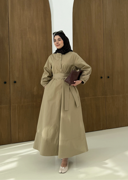 Belted buttoned dress