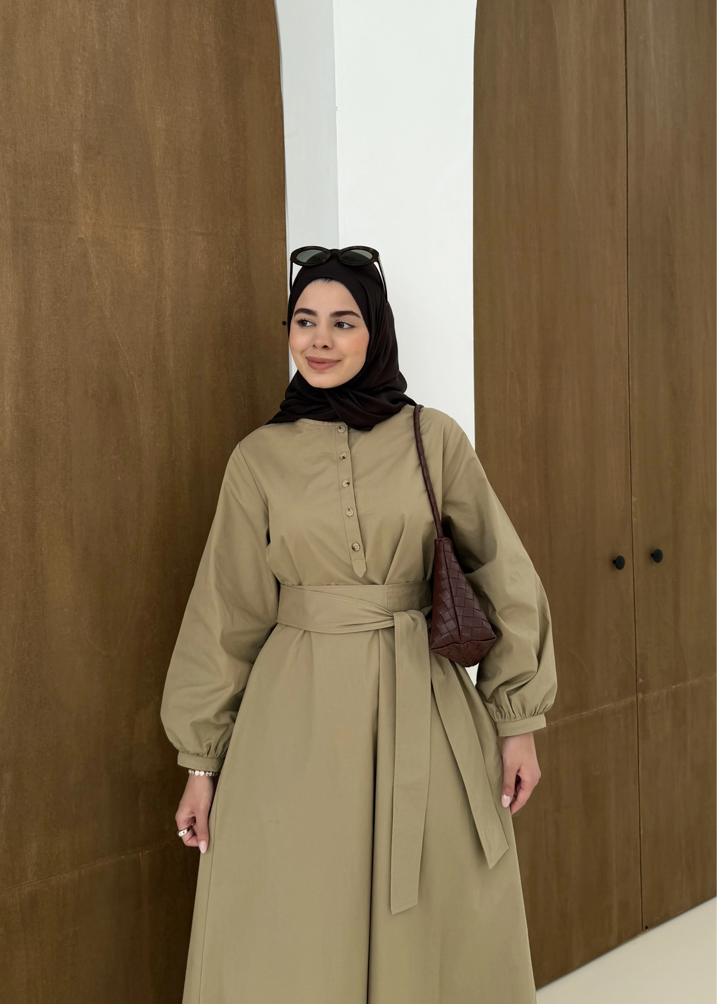 Belted buttoned dress