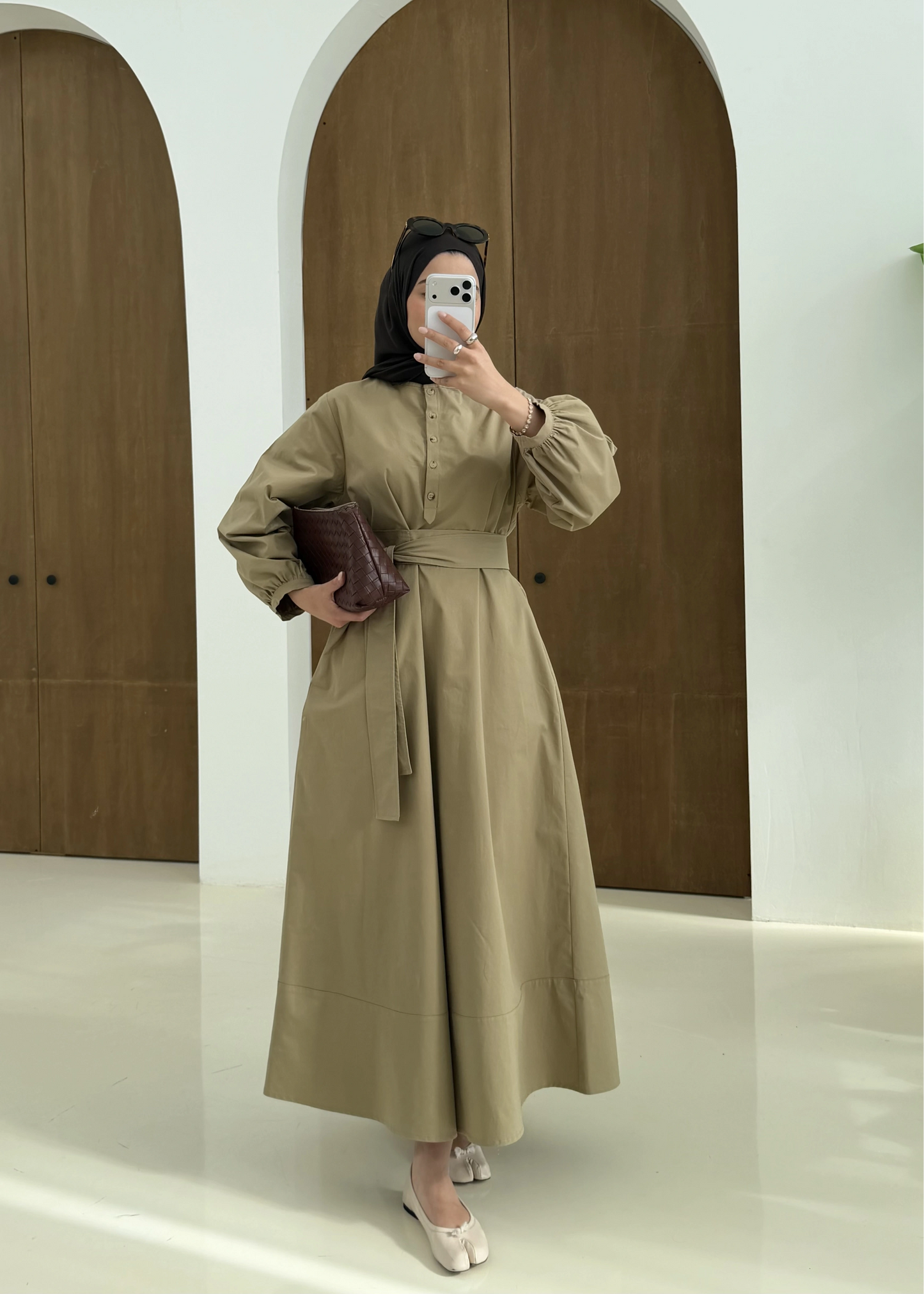 Belted buttoned dress