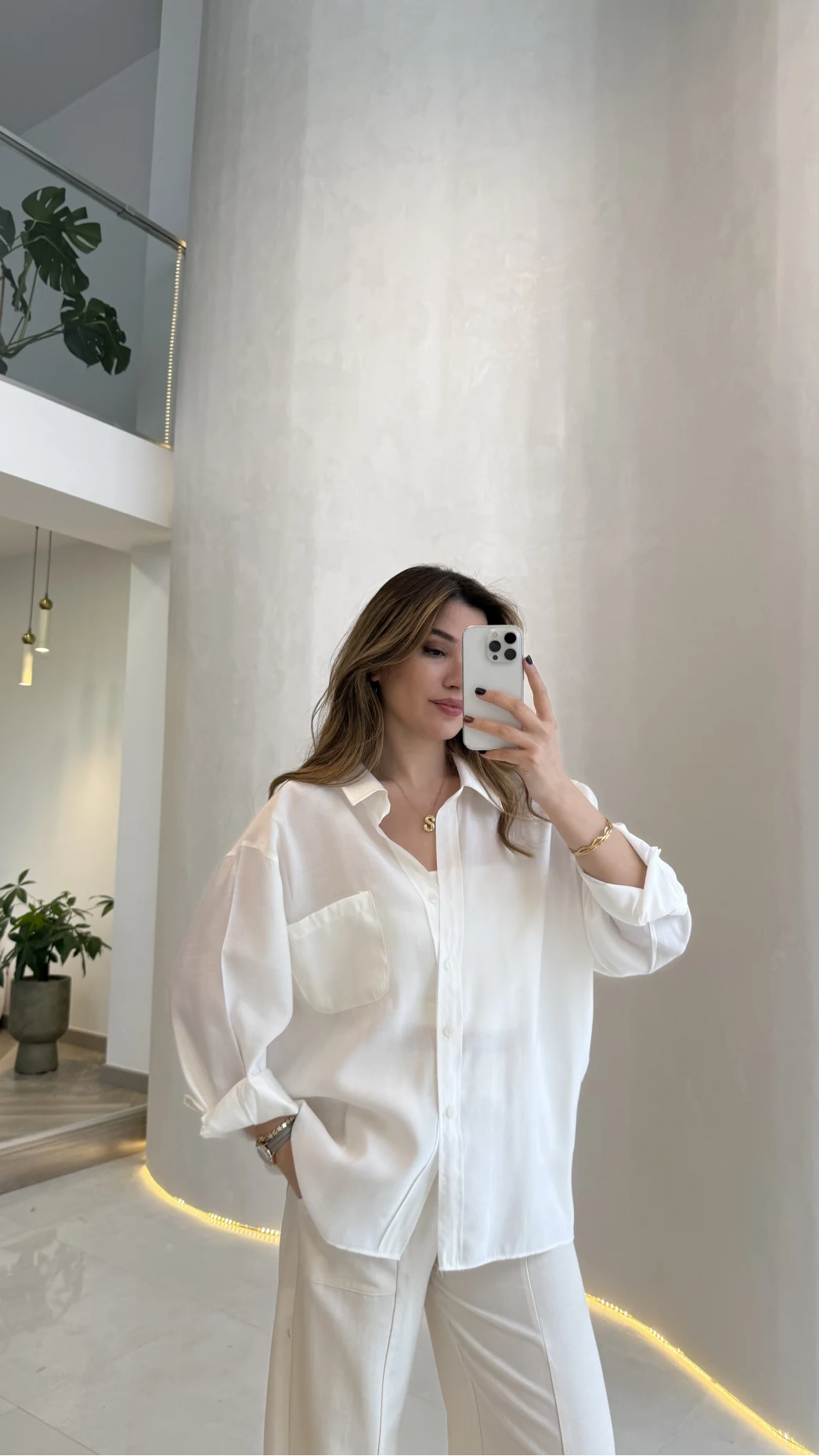 Modal fabric oversized shirt-white