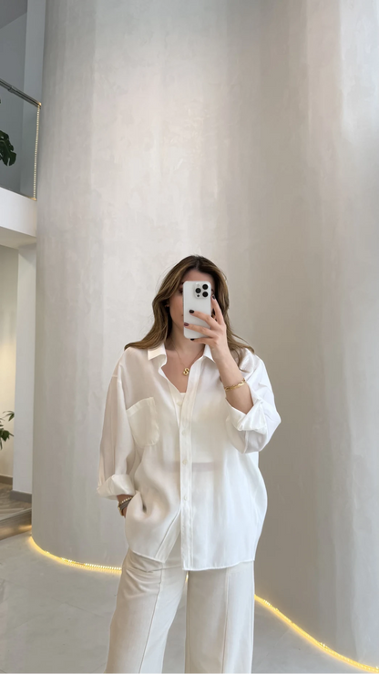 Modal fabric oversized shirt-white