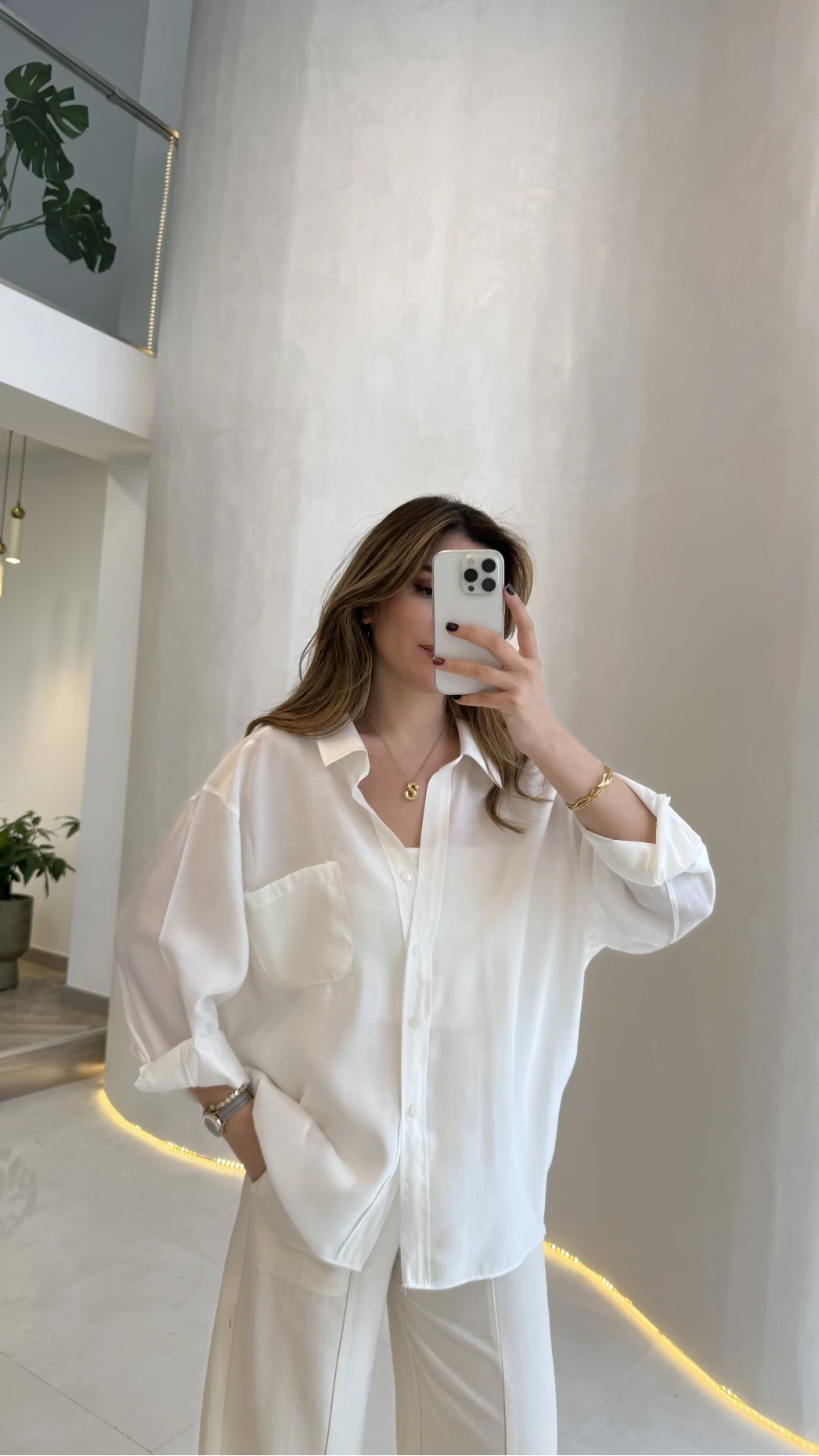 Modal fabric oversized shirt-white
