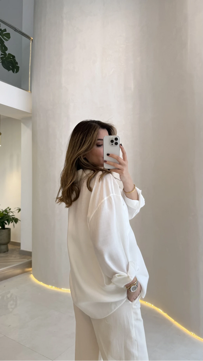 Modal fabric oversized shirt-white